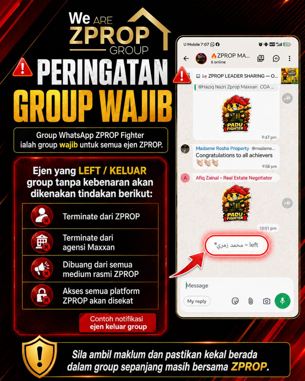 REMINDER PENTING KEPADA SEMUA EJEN ZPROP